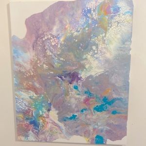 Original art paint pour canvas 16 x 20 Gorgeous colors! New
